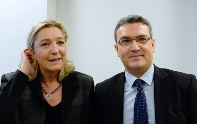 Aymeric Chauprade avec Marine Le Pen. D. R.